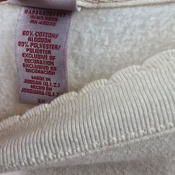 Womens Plus Size Ivory Sweatshirt Floral Embroidery Long Sleeve Crewneck 3X - Picture 4 of 6